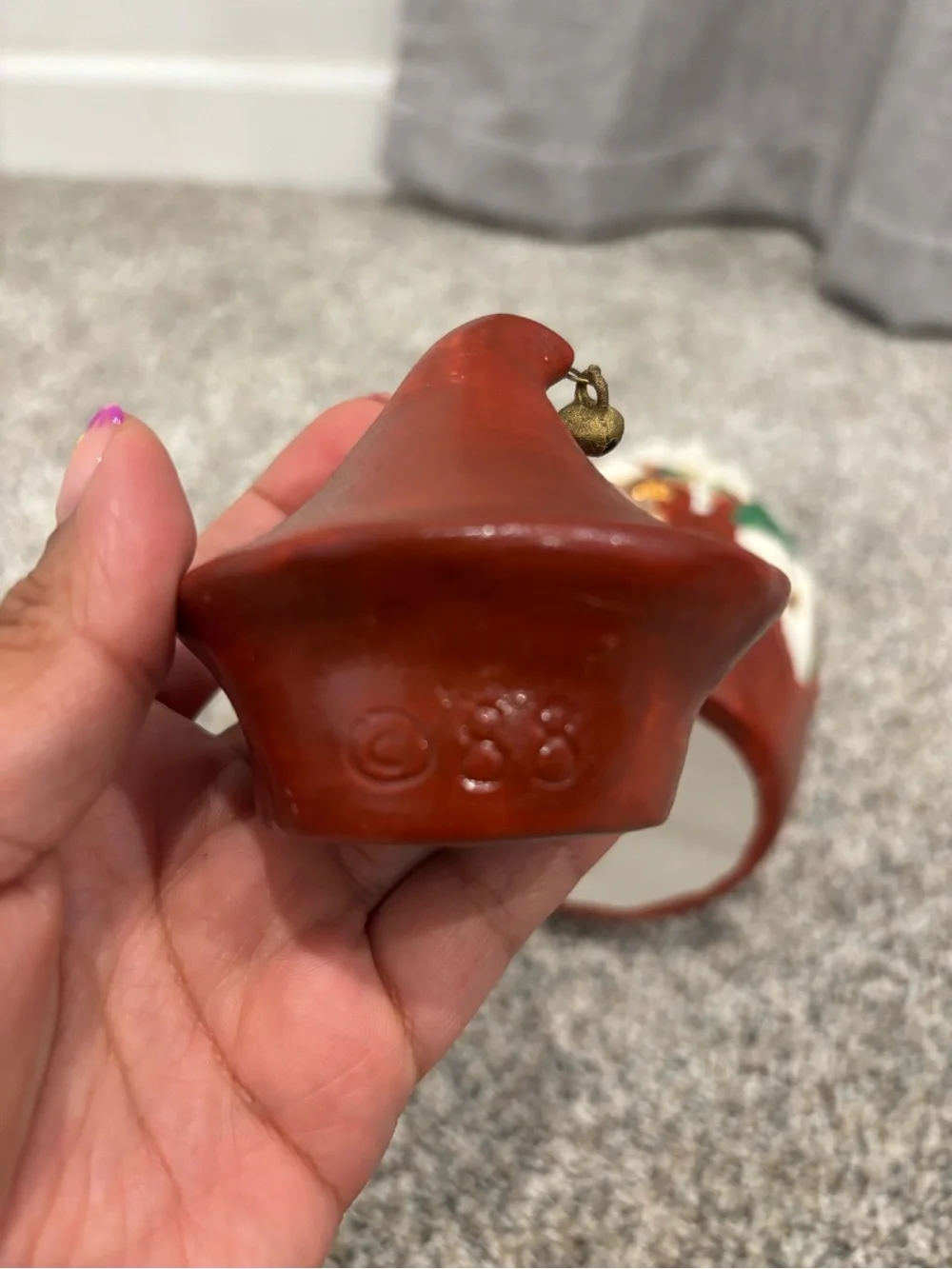 Vintage Hand Painted Festive Red Santa Clause Figurine Holiday Candy Jar Decor